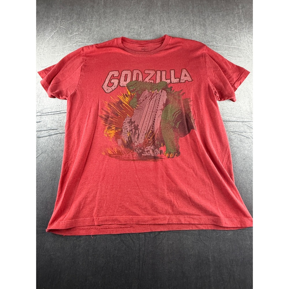 Godzilla Mens Graphic T-Shirt Red Heather Short Sleeve Kaiju Movie Tee